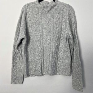 NEW EXPRESS GRAY CABLE KNIT PATTERN COZY SOFT MOCK NECK SWEATER SMALL